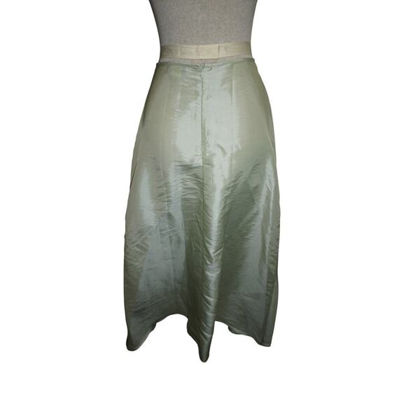 FAN NY Collection Green Shimmer Midi Skirt Women’s Small Made in USA - Picture 5 of 9